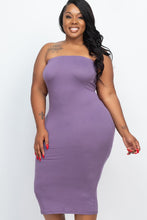Load image into Gallery viewer, Plus Size Solid Strapless Tube Bodycon Midi Dress