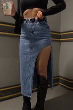 Load image into Gallery viewer, Rochelle thigh slit denim skirt