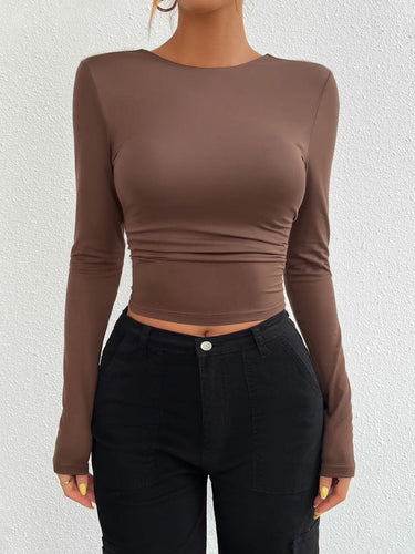 HK Long sleeve crop top with open back