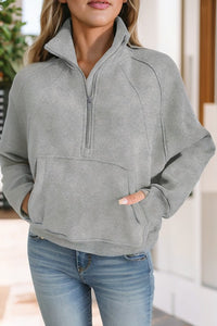 Sarah Collar Ribbed Thumbhole Sleeve Sweatshirt