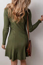 Load image into Gallery viewer, Julia Knit Square Neck Buttoned Long Sleeve Mini Dress