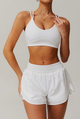 Cross back sports bra and shorts set