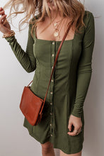 Load image into Gallery viewer, Julia Knit Square Neck Buttoned Long Sleeve Mini Dress